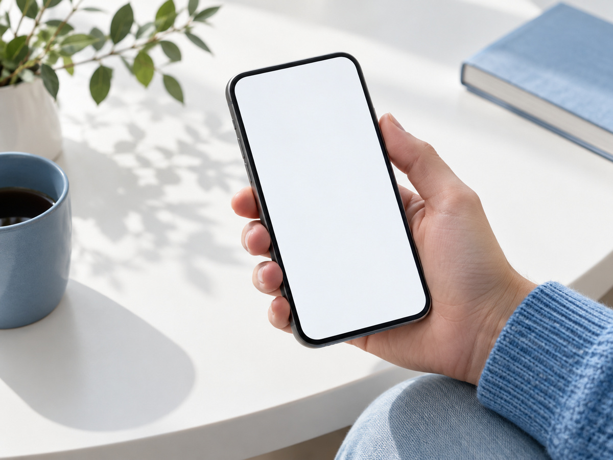 A hand holding a phone